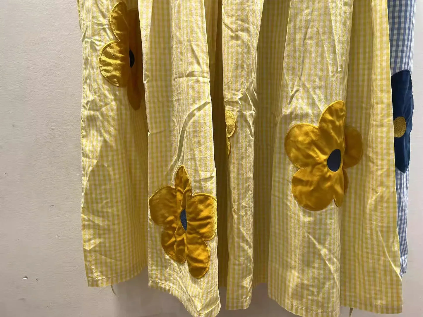 2026 Mori girl sweet blue yellow striped floral embroider patchwork dress for women summer Japan style 100% cotton long dress