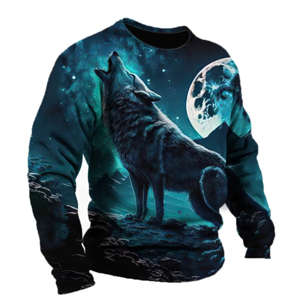 Retro Men's Long Sleeve T-shirt Animal Print Shirt Animal Pattern Clothing Street Apparel Sleeve Top Men's Plus Size XS-5XL