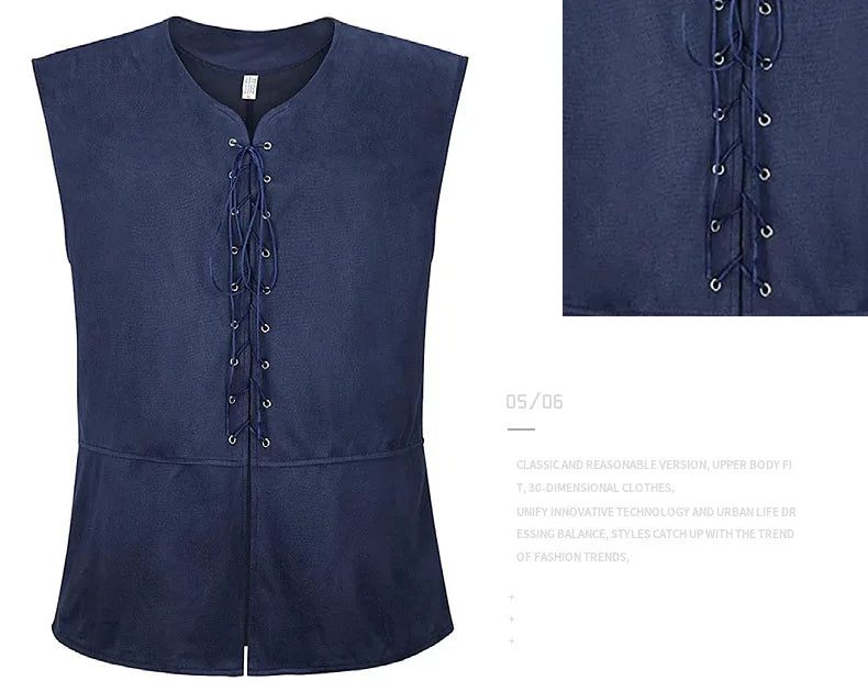 2025 Medieval Renaissance Pirate Gothic Steampunk Vest for Men, Multicolor Loose Plus Size Suede Fashion Men's Waistcoat,S-XXL