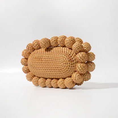 Women egg cane bag Rattan clutch Bag For luxury Wedding Party Purse summer beach Wicker Handbag Designer 2024 new