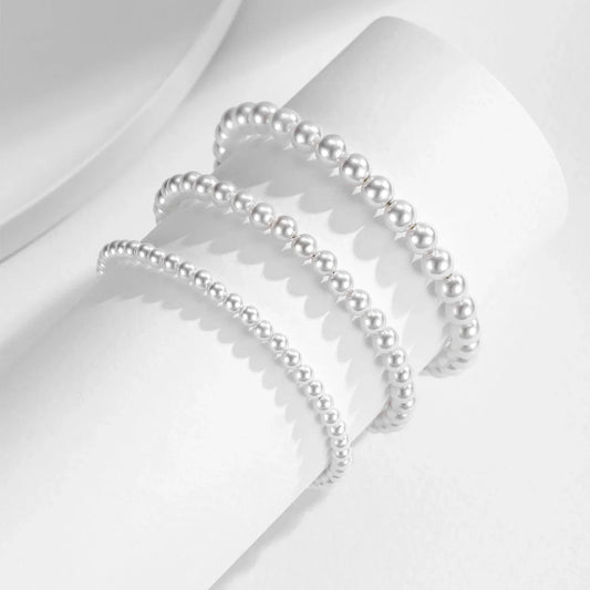 Bracelet élégant et délicat en argent sterling 925 avec perles de coquillage 3MM 4MM 5MM empilables pour femmes, bijoux fins pour la fête, cadeaux