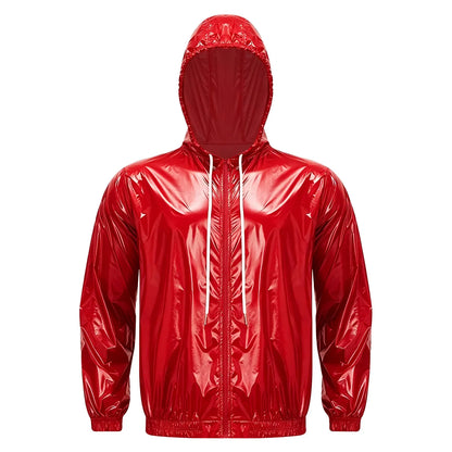 Mens Waterproof Hooded Jacket Tops Breathable Raincoat Waterproof Windproof Outdoor Biking Fishing Jacket Hood Outerwear