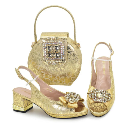 Ladies Shoes and Bags Original Italian Nigeria Party Shoes and Bags for Women Elegant Heeled Shoes for Women