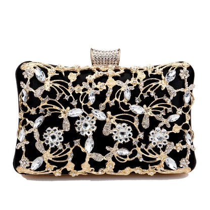 New Arrival Women Day Clutch Hollow Out Style Diamonds Party Evening Bags Pink Mixed Color Wedding Bridal Handbags With Chain