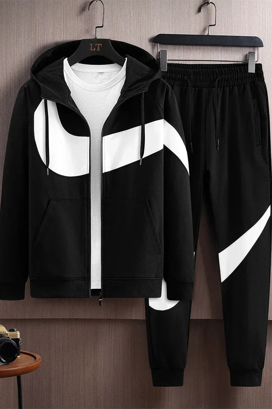 Spring and Autumn Men's Casual Cardigan Hoodie Fashion Sports Set Men's Running Sportswear Two Piece Set