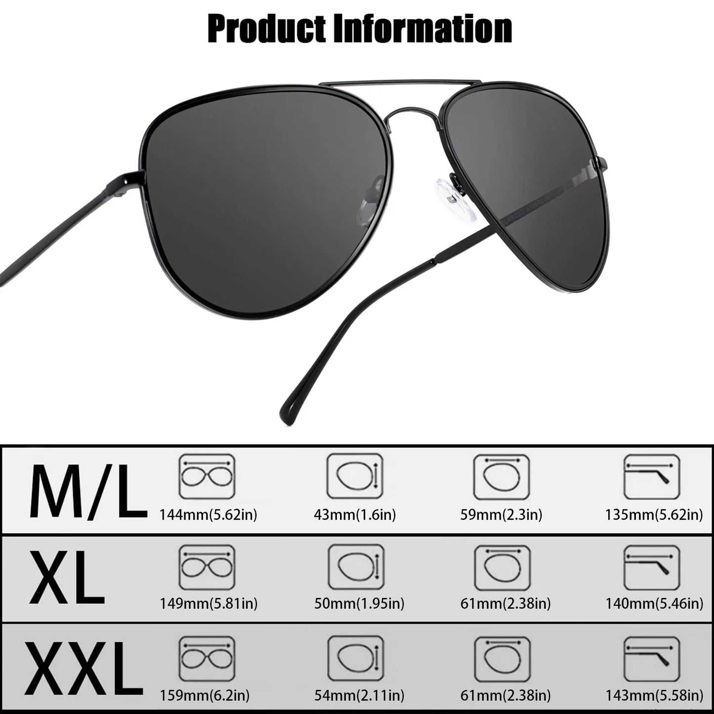 Polarized Sunglasses for Big Heads Men Women 8123