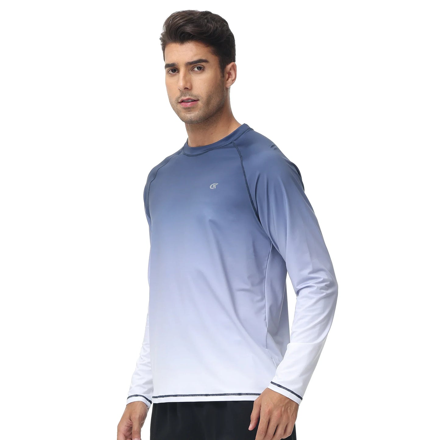 Summer Men's Long Sleeve T-Shirt UPF 50+ Rash Guard Gradient Shirt for Sport Fishing Hiking Workout Outdoor Pullover Shirt