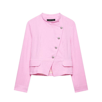 Spring Summer New Arrival Women's Fashion Pure Cotton Double Buttoned Suit Jacket ZR Style Short Sleeve Long Sleeve Regular Fit