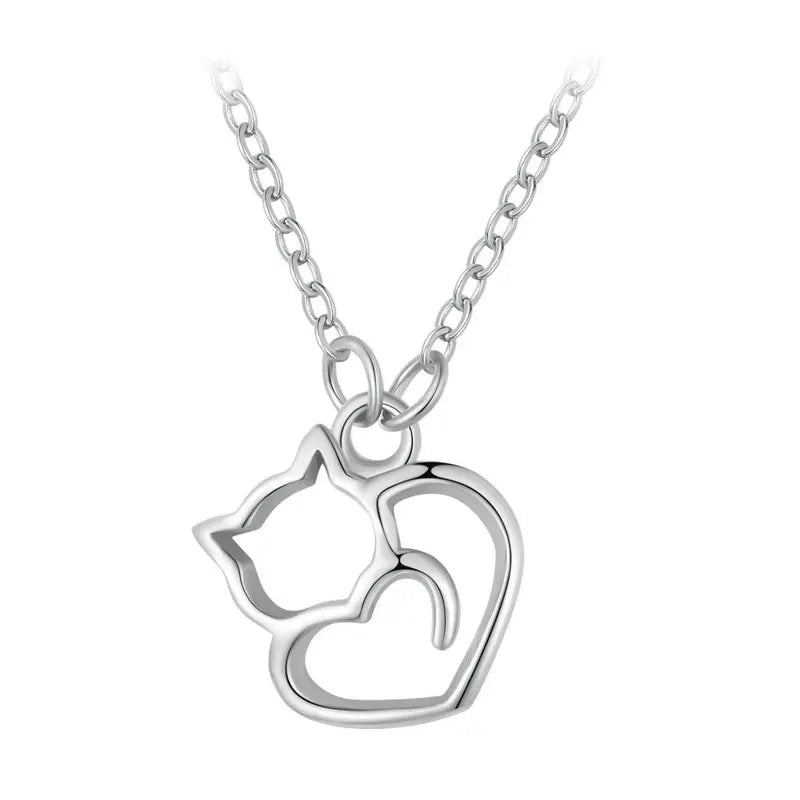 100% 925 Sterling Silver Minimalist Lovely Cat Pendant Necklace Cute Animal Neck Chain for Women Birthday Gift SCN188