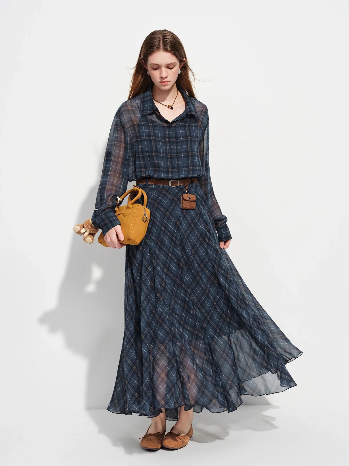 Retro Checkered Elegant Commuter Dress for Women Spring 2026 New Arrival Quick-Drying Easy-Care WIth Inner camisole Dress