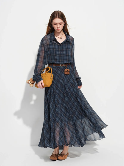 Retro Checkered Elegant Commuter Dress for Women Spring 2026 New Arrival Quick-Drying Easy-Care WIth Inner camisole Dress