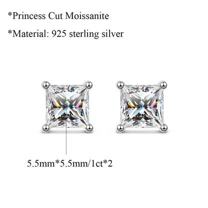 Real 1 Carat D Color Moissanite Stud Earrings For Women Top Quality 100% 925 Sterling Silver Sparkling Wedding Jewelry Hot