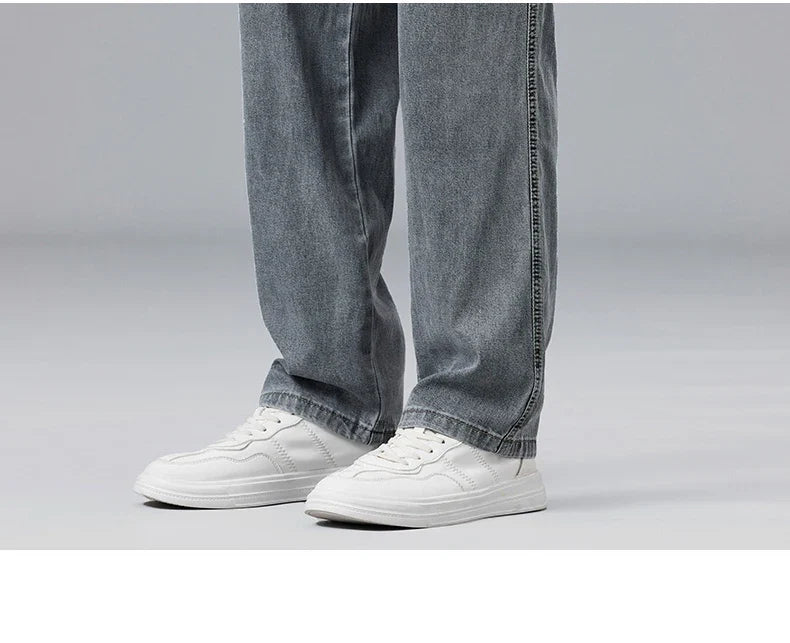 Summer Ultra-thin Lyocell Men's Jeans Drape Soft Fabric Loose Straight Casual Denim Pants Elastic Ice Silk Male Trousers