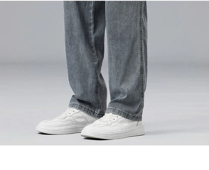Summer Ultra-thin Lyocell Men's Jeans Drape Soft Fabric Loose Straight Casual Denim Pants Elastic Ice Silk Male Trousers