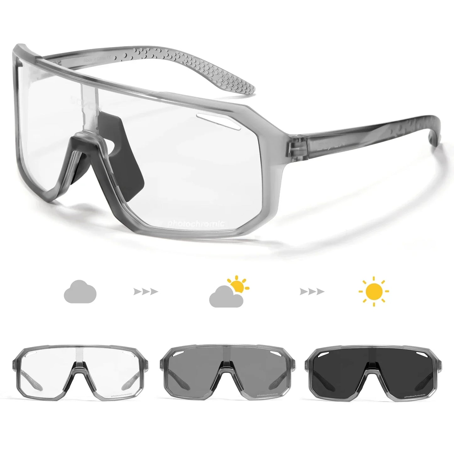 Scvcn New Men's UV400 Photochromic Cycling Sunglasses Women Sports Running Eyewear for Men Glasses Road Bike Bicycle Goggles