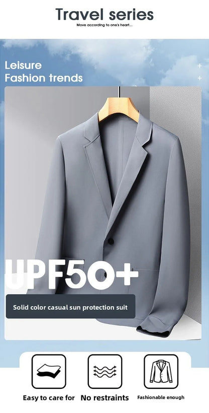 Sunscreen Jacket Blazer - Men's Fashionable Lightweight Business Casual Versatile Casual Cool and Light Thin Elastic Blazer