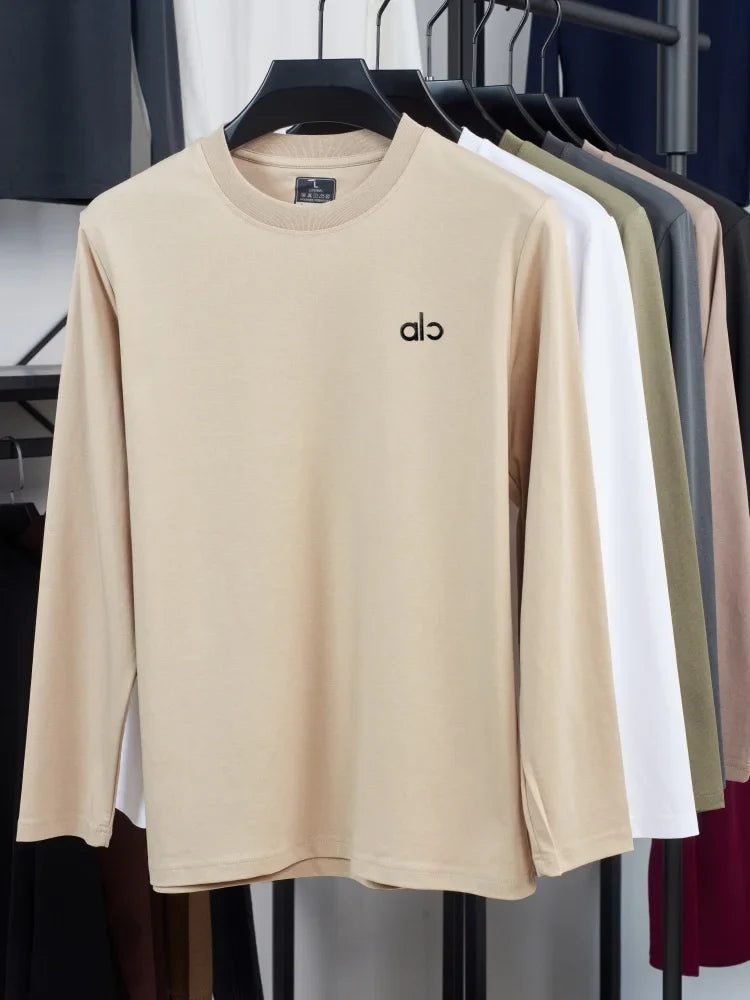 Fashionable Spring and Autumn New Comfortable Round Neck T-shirt High End Men's Bestselling Letter Embroidered Long Sleeve Top
