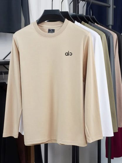 Fashionable Spring and Autumn New Comfortable Round Neck T-shirt High End Men's Bestselling Letter Embroidered Long Sleeve Top