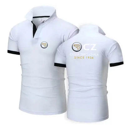 CZ Ceska Zbrojovka 2025 Men's New Summer Hot Sale Fashion Cotton Breathable Polos Shirt Casual Solid Color Slim Fit Top Clothing