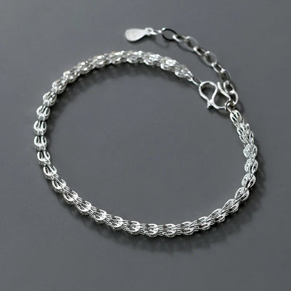 Real 925 Sterling Silver Simple Hollow out Fashion Bracelet Chain For Women Valentine's Day Party Gift Female Jewelry