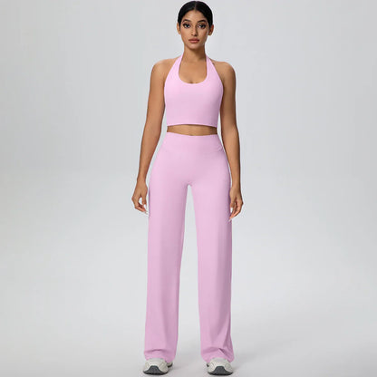 2Pieces Breathable Summer Workout Top Pants Yoga Set Yoga Underwear With Chest Pad Quick Drying Push Up Pencil Pants Yoga Set