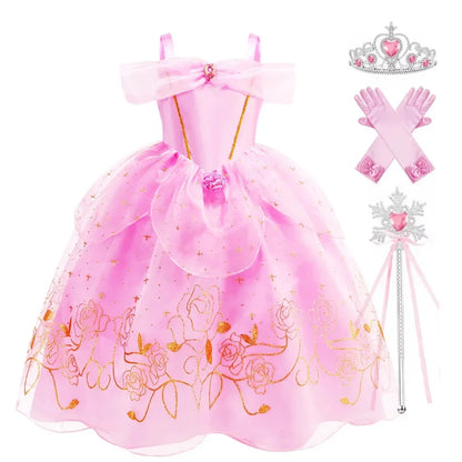 Aurora Dress for Girls Sleeping Beauty Costume Kids Birthday Halloween Party Disguise Dresses Up