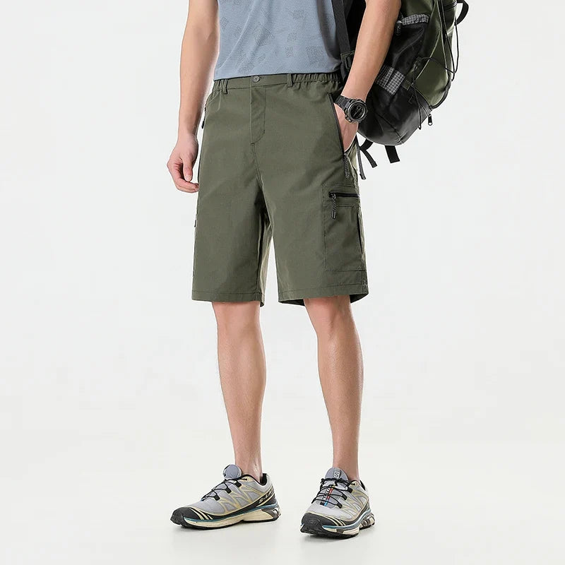Summer Quick Dry Cargo Shorts Mens Lightweight Work Cargo Shorts Multi Pockets Waterproof Outdoor Hiking Fishing Shorts Male
