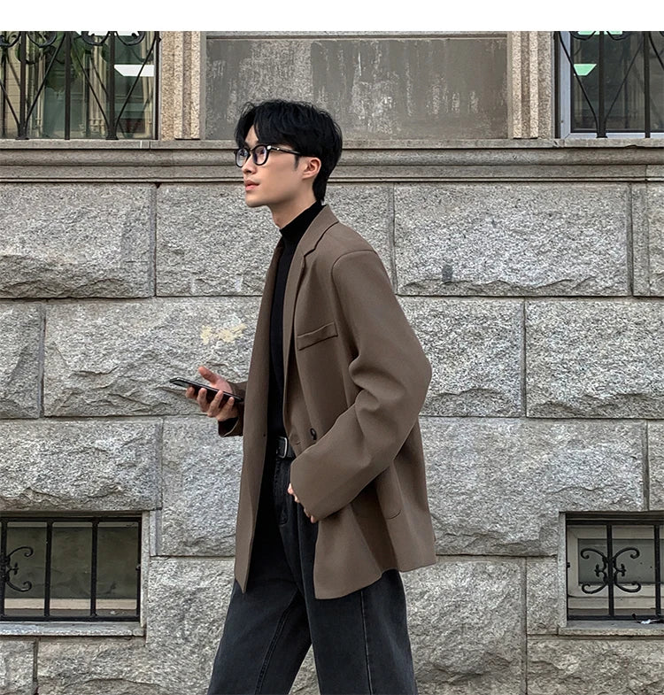 Spring Summer Men Formal Blazers Men Korean Fashion Loose Casual Dress Jacket Men Harajuku Social Suit Jacket Clothing