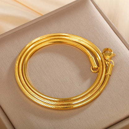 Luxury 24K 9999 Pure Gold real gold Snake Bone Chain Necklace Women Simple All-match Pendant Clavicle Chain