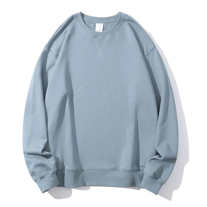 380g Tight Match Heavy Inverted Triangle Loose Versatile Solid Cotton Vintage Autum Winter Long Sleeve Round Neck Sweater