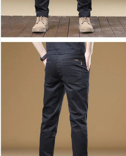 2026 Summer Thin Cotton Men's Casual Pants Trendy Versatile Elastic Light Business Trousers Work Formal Slim Straight Pants