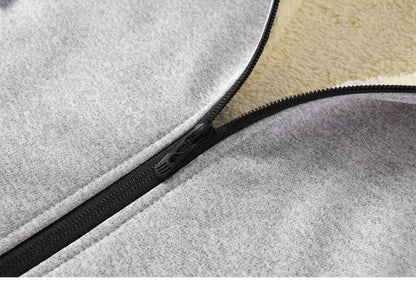 Winter Fleece Jacket Men's Casual Thickened Wool Jacket Warm Zipper Hoodies Cardigan Sports Long Sleeve Sweatshirts Hooded Coat