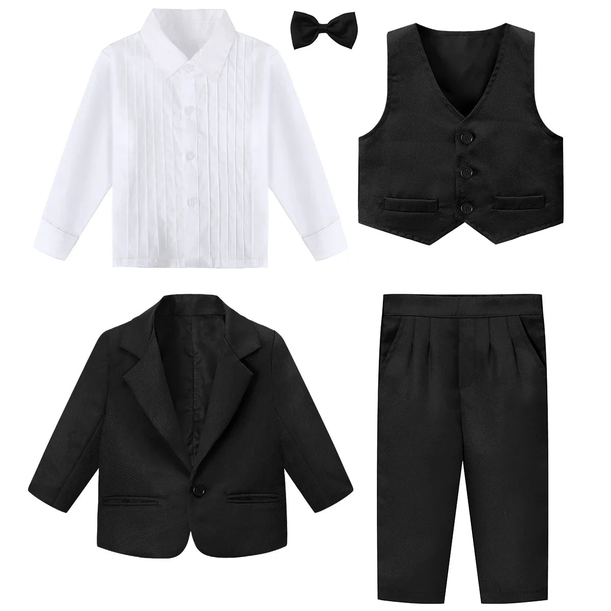 Baby Tuxedo Toddler Suit Infant Boy Easter Church Halloween Wedding Birthday Party Gift Ring Bearer Photography Outfit Set