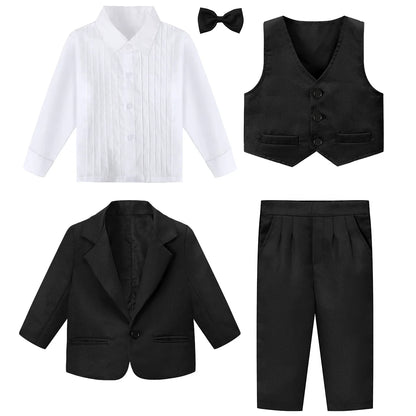 Baby Tuxedo Toddler Suit Infant Boy Easter Church Halloween Wedding Birthday Party Gift Ring Bearer Photography Outfit Set