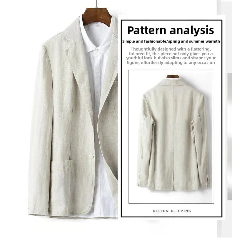 Linen Sun Protection Jacket Blazer - Men's Fashionable Business Casual Versatile and Comfortable Ice Sensation Breathable Blazer