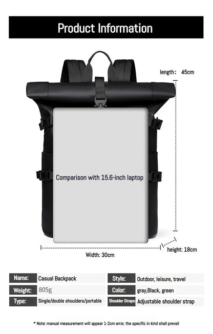 New Shoulder Bag Men's Senior Sense of Business Computer Outdoor Leisure Rolled Edge Travel Backpack Fashion Commuting