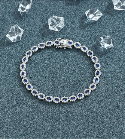 Real 18k White Gold Red Blue Green Moissanite Bracelet for Women Platinum Pt950 Single Row Diamond Simple and Versatile Gift