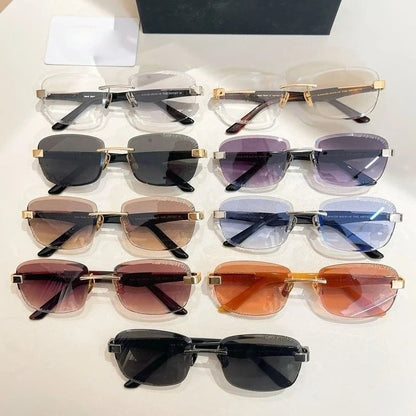 Rimless Sunglasse Men Alloy Square Diamond Cut Germany Trendy High Quality UV400 Classical Vintage Glasses with Case