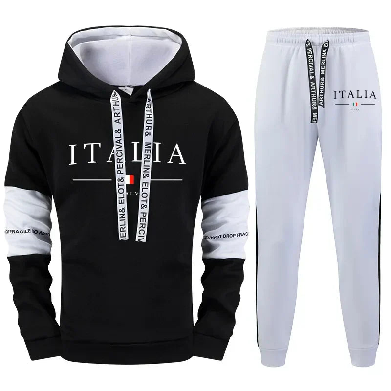 Mens Tracksuit Outdoor Quality Autumn Winter Simple Casual Sports Hooded Single Sweatshirts And Sweatpant Comfort Sports Fitness