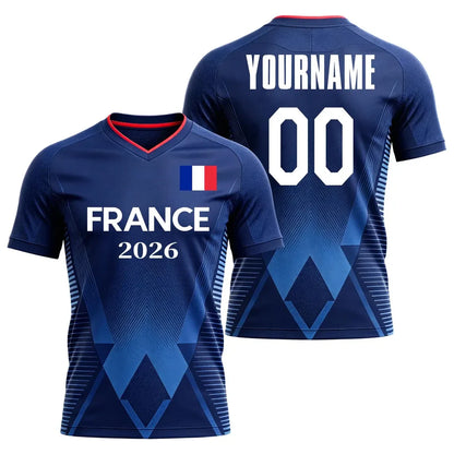 2026 France Flag Print Football Jersey Custom Name Number Quick Dry Sports Tees For Soccer Fans Training Uniform Dropshipping