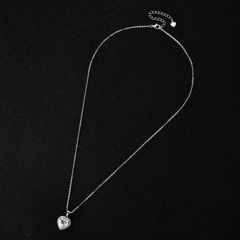 2ct D Color Moissanite Love Heart Pendant Necklaces 925 Sterling Silver Necklace Chains for Women Wedding Jewelry Gift