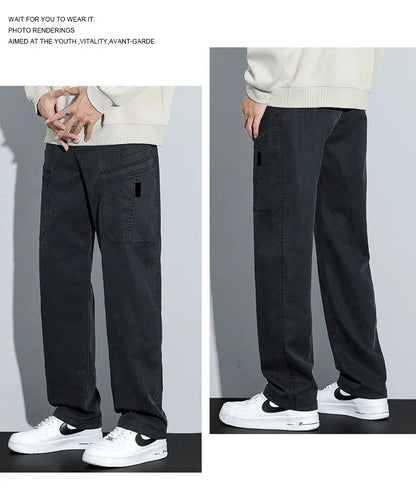Men's Loose Straight Casual Work Pants 2025 Trendy Multi-Pocket Autumn Winter Workwear YM6106