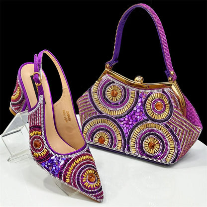 Elegant Italian Design Women's Party Shoes With Matching Handbag - Perfect for Hot African Weddings Stylish Heels and Bag Set