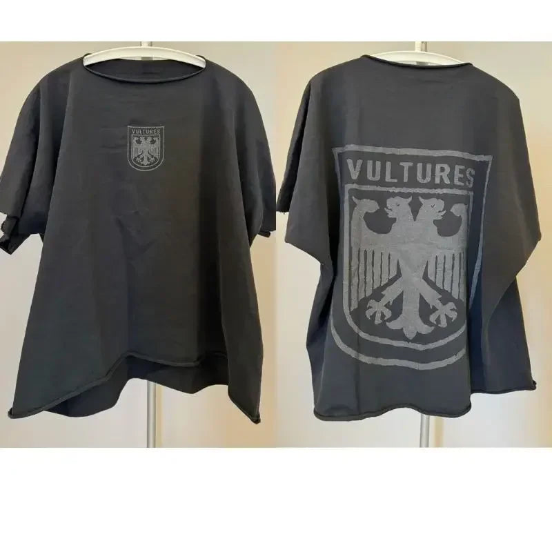 Double Eagle Head Print Vulture Sweatshirts Cotton Cutting Top Casual Loose Long Sleeve Hiphop Street Men Women Kanye Tshirts