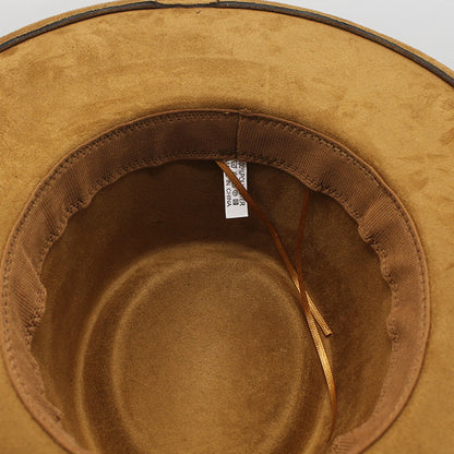 Men Women Felt Fedora Hat Stylish Decorative Belt Design Panama Hat Wide Brim Jazz Cap