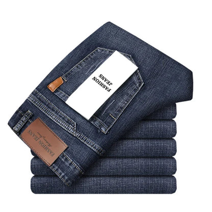 Models Spring Autumn Business Jeans Men Casual Straight Stretch Fashion Classic Work Denim Trousers Brand Clothing