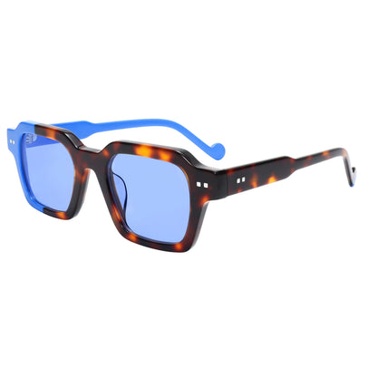 Square Frame Retro Sunglasses Asymmetric Two Tone UV400 for Women Men Polarized Outdoor Lightweight Secure Fit