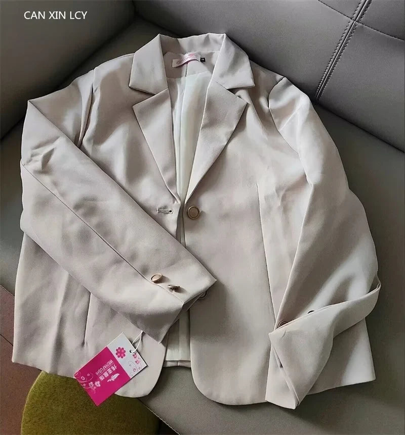 Advanced Sense Temperament Slim Small Blazers New Spring Autumn Short Women Jacket Casual Coffee Suit Coat Female Blazer Outwear
