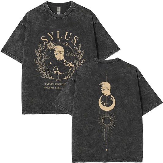 Sylus Love and Deepspace Vintage Washed T Shirts Girl Dinner Summer Harajuku Graphic T-Shirt Men's Women Oversized Cotton Tshirt