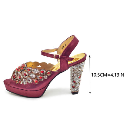 New Arrival Luxury Italian Shoes and Bag Set for Women Ladies Shoe and Bag Set Latest Designers Diamond Pumps Shoes and Bags